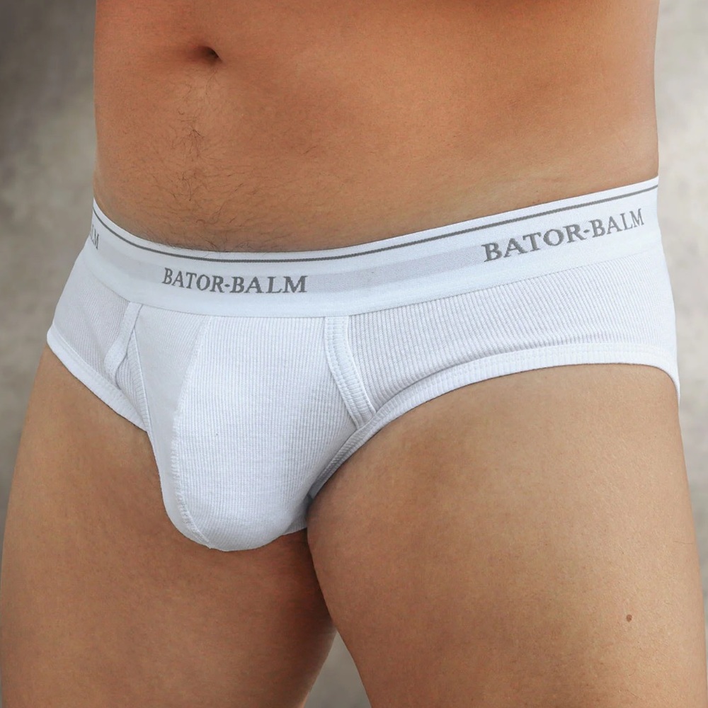 Bator-Balm Ribbed Low-Rise Classic Tighty Whities Fly Front Men's Briefs